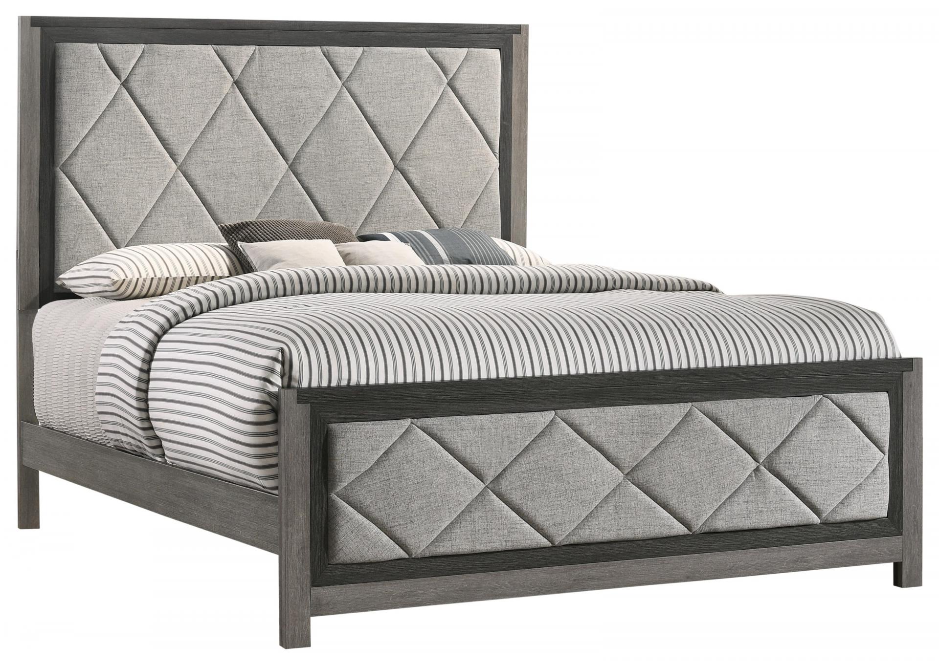 Panel Bedroom Set in Gray Two Tone with Panel Bed, Dresser, Mirror, and Nightstand